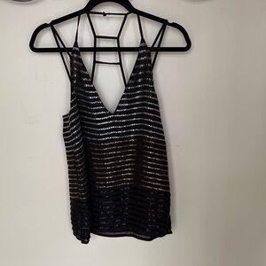 Topshop Black and Silver Women's Top